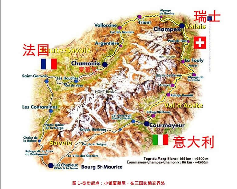 10 天左右的时间)  - 环勃朗峰:就是围着勃朗峰进行徒步  - 地理位置